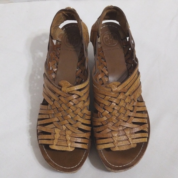 Tory Burch Killiam Leather Woven Cork Wedge Sandals US 7.5 - Picture 4 of 15